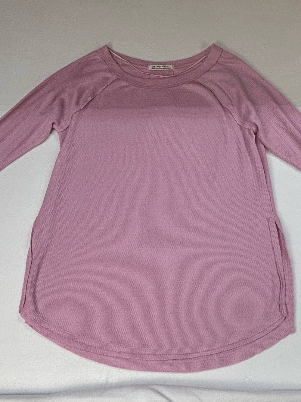 We The Free Light Pink Waffle-Knit Long Sleeve Tee